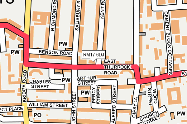 RM17 6DJ map - OS OpenMap – Local (Ordnance Survey)