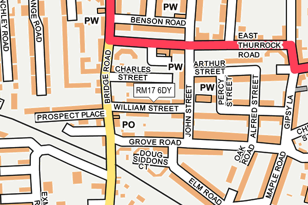 RM17 6DY map - OS OpenMap – Local (Ordnance Survey)