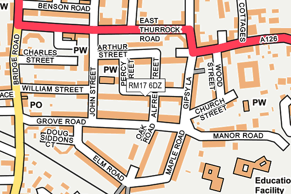 RM17 6DZ map - OS OpenMap – Local (Ordnance Survey)