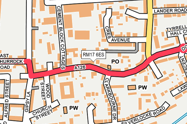 RM17 6ES map - OS OpenMap – Local (Ordnance Survey)