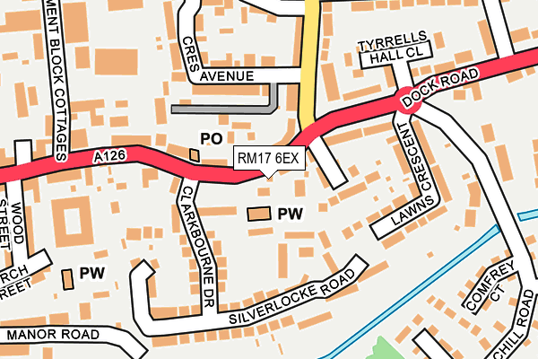 RM17 6EX map - OS OpenMap – Local (Ordnance Survey)