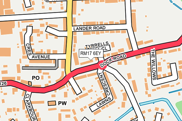 RM17 6EY map - OS OpenMap – Local (Ordnance Survey)