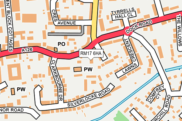 RM17 6HA map - OS OpenMap – Local (Ordnance Survey)