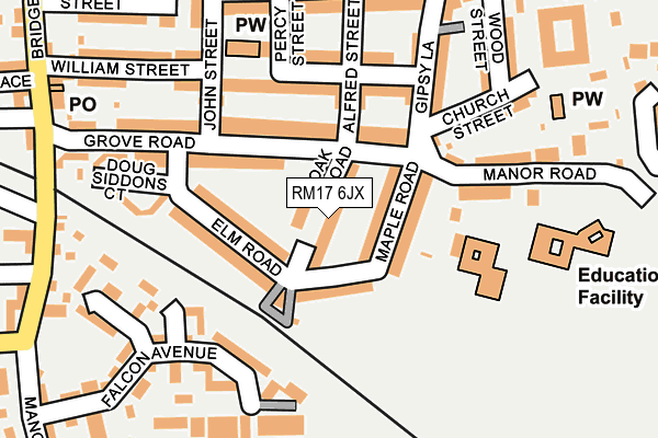 RM17 6JX map - OS OpenMap – Local (Ordnance Survey)