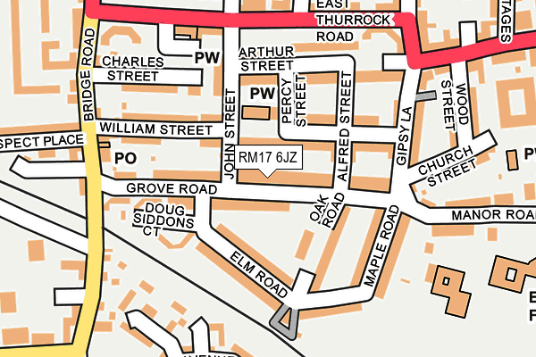 RM17 6JZ map - OS OpenMap – Local (Ordnance Survey)