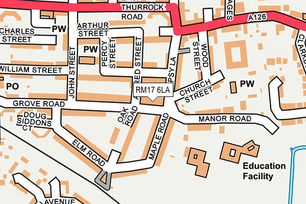 RM17 6LA map - OS OpenMap – Local (Ordnance Survey)