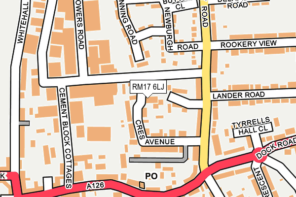 RM17 6LJ map - OS OpenMap – Local (Ordnance Survey)
