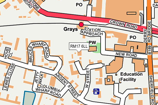 RM17 6LL map - OS OpenMap – Local (Ordnance Survey)