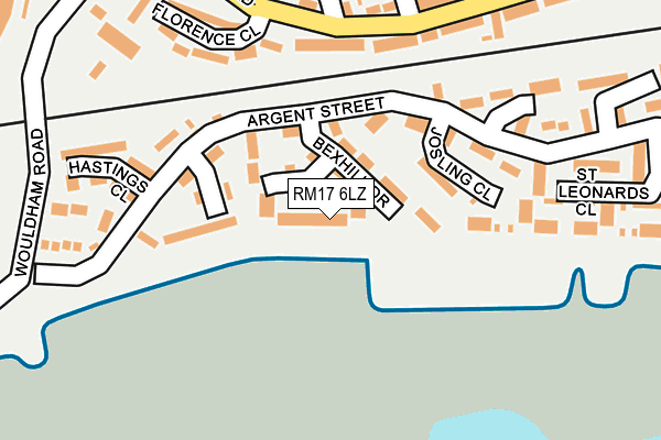 RM17 6LZ map - OS OpenMap – Local (Ordnance Survey)