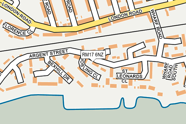 RM17 6NZ map - OS OpenMap – Local (Ordnance Survey)