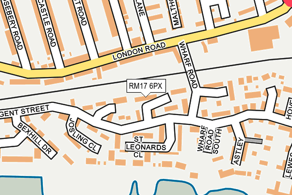 RM17 6PX map - OS OpenMap – Local (Ordnance Survey)