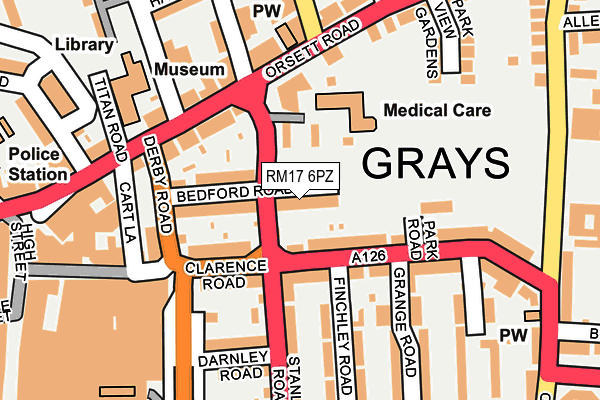 RM17 6PZ map - OS OpenMap – Local (Ordnance Survey)