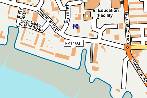 RM17 6QT map - OS OpenMap – Local (Ordnance Survey)