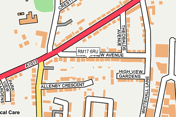 RM17 6RU map - OS OpenMap – Local (Ordnance Survey)
