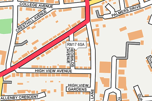 RM17 6SA map - OS OpenMap – Local (Ordnance Survey)