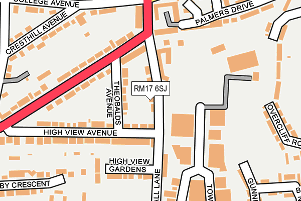 RM17 6SJ map - OS OpenMap – Local (Ordnance Survey)