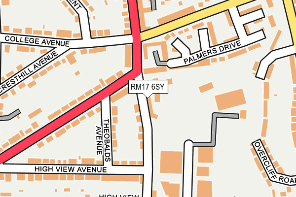 RM17 6SY map - OS OpenMap – Local (Ordnance Survey)