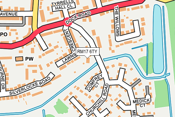 RM17 6TY map - OS OpenMap – Local (Ordnance Survey)