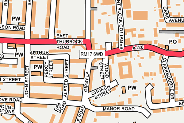 RM17 6WD map - OS OpenMap – Local (Ordnance Survey)