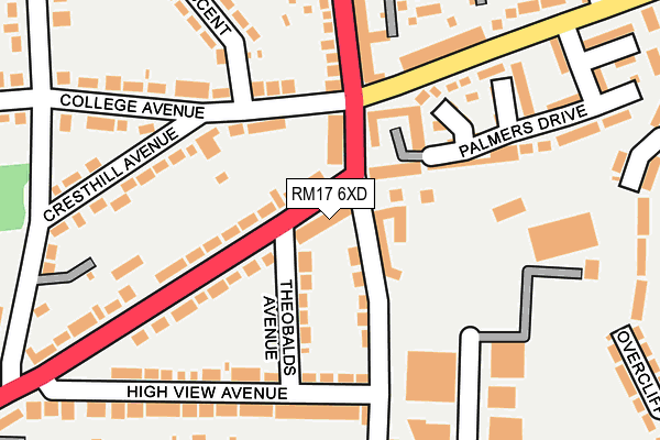 RM17 6XD map - OS OpenMap – Local (Ordnance Survey)