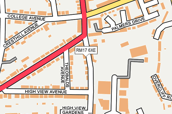 RM17 6XE map - OS OpenMap – Local (Ordnance Survey)