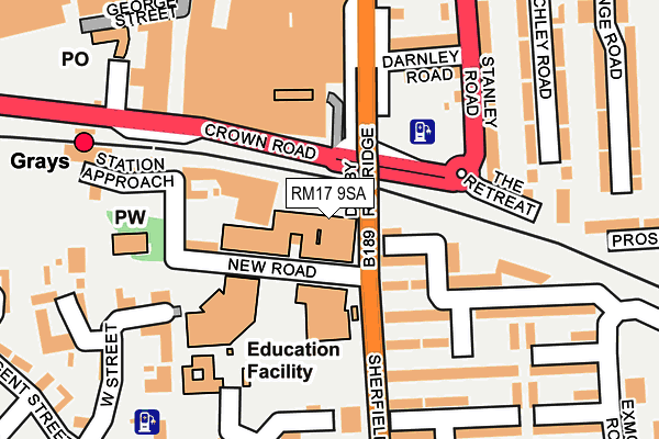 RM17 9SA map - OS OpenMap – Local (Ordnance Survey)