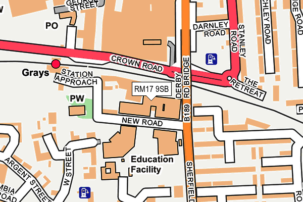 RM17 9SB map - OS OpenMap – Local (Ordnance Survey)