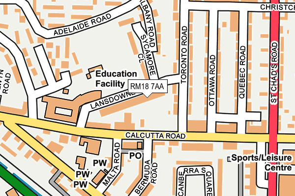 RM18 7AA map - OS OpenMap – Local (Ordnance Survey)