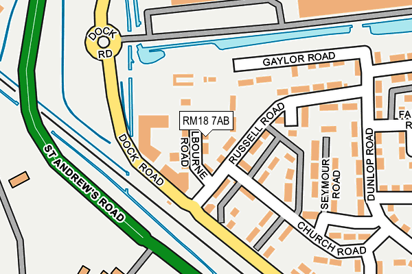 RM18 7AB map - OS OpenMap – Local (Ordnance Survey)