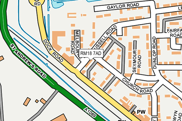 RM18 7AD map - OS OpenMap – Local (Ordnance Survey)