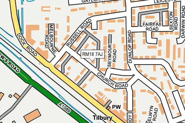 RM18 7AJ map - OS OpenMap – Local (Ordnance Survey)