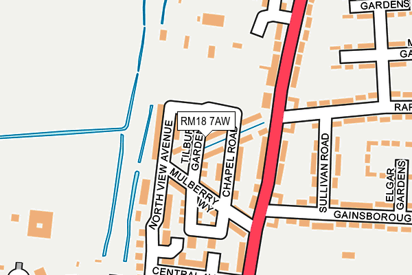 RM18 7AW map - OS OpenMap – Local (Ordnance Survey)