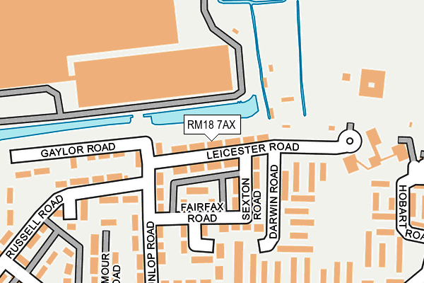 RM18 7AX map - OS OpenMap – Local (Ordnance Survey)