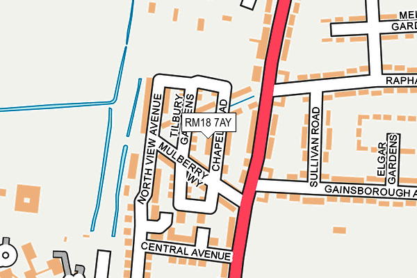 RM18 7AY map - OS OpenMap – Local (Ordnance Survey)