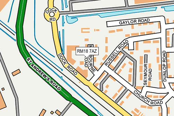 RM18 7AZ map - OS OpenMap – Local (Ordnance Survey)