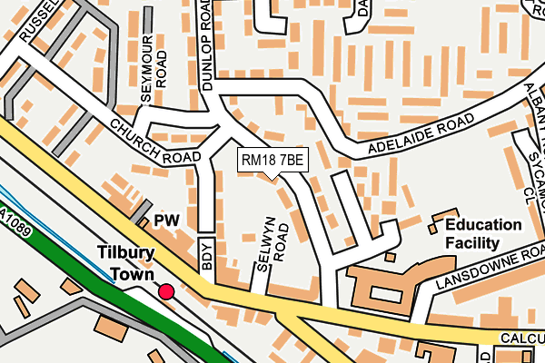 RM18 7BE map - OS OpenMap – Local (Ordnance Survey)
