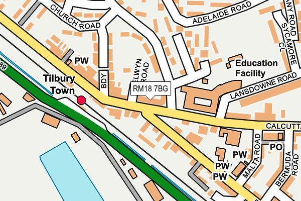 RM18 7BG map - OS OpenMap – Local (Ordnance Survey)