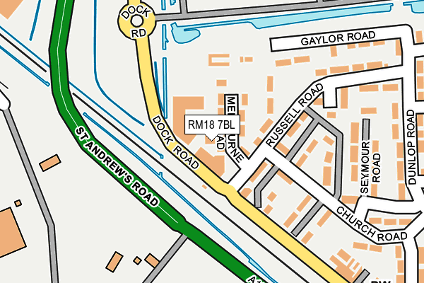 RM18 7BL map - OS OpenMap – Local (Ordnance Survey)