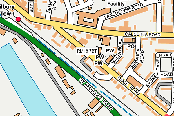 RM18 7BT map - OS OpenMap – Local (Ordnance Survey)
