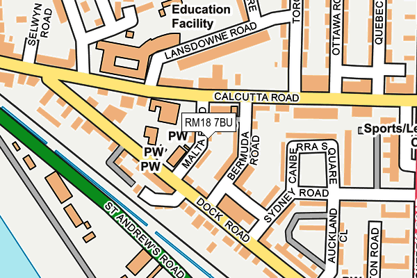 RM18 7BU map - OS OpenMap – Local (Ordnance Survey)