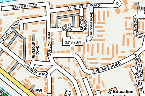 RM18 7BW map - OS OpenMap – Local (Ordnance Survey)