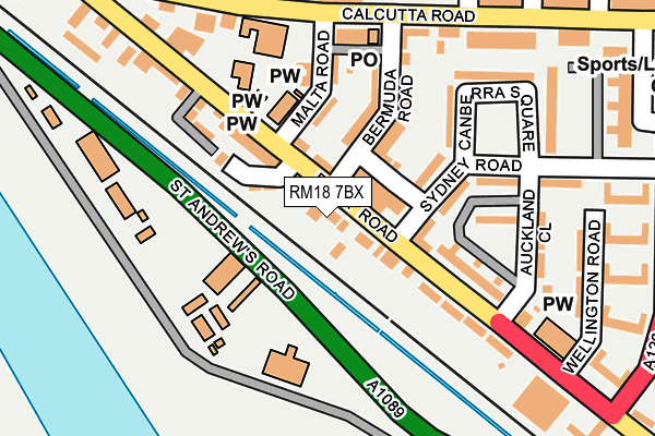 RM18 7BX map - OS OpenMap – Local (Ordnance Survey)