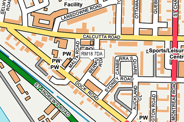 RM18 7DA map - OS OpenMap – Local (Ordnance Survey)