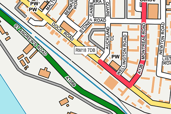 RM18 7DB map - OS OpenMap – Local (Ordnance Survey)