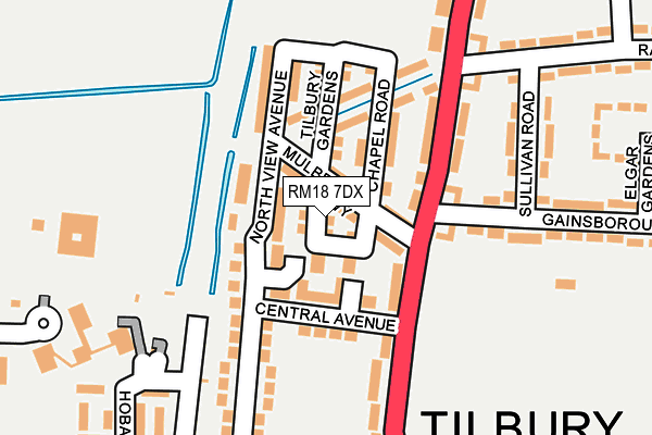 RM18 7DX map - OS OpenMap – Local (Ordnance Survey)