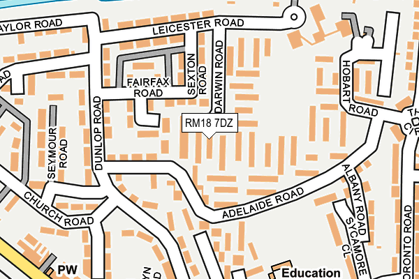 RM18 7DZ map - OS OpenMap – Local (Ordnance Survey)