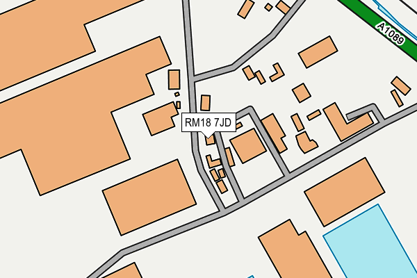 RM18 7JD map - OS OpenMap – Local (Ordnance Survey)