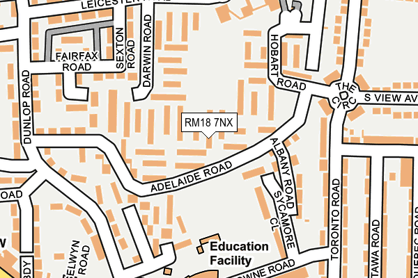 RM18 7NX map - OS OpenMap – Local (Ordnance Survey)