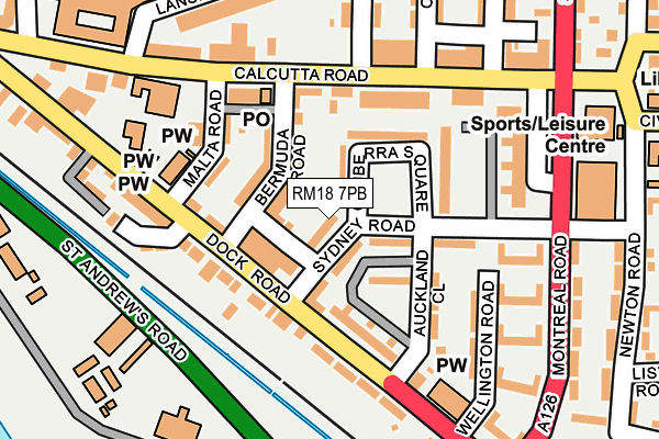 RM18 7PB map - OS OpenMap – Local (Ordnance Survey)