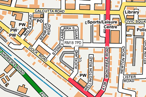 RM18 7PD map - OS OpenMap – Local (Ordnance Survey)